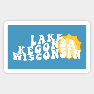 Sunshine in Lake Kegonsa Wisconsin Retro Wavy 1970s Summer Text Sticker